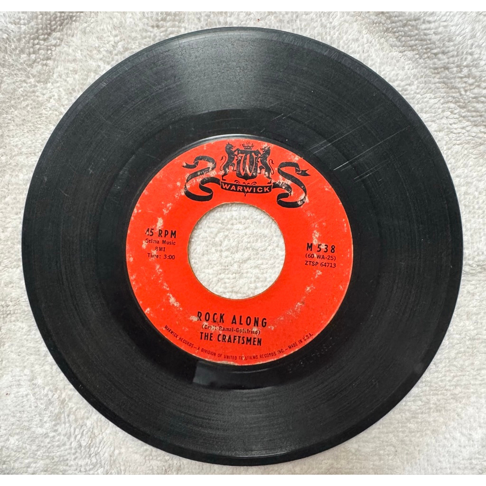 1960 Warwick Records 45 RPM The Craftsmen “Rock Along / Goofus”